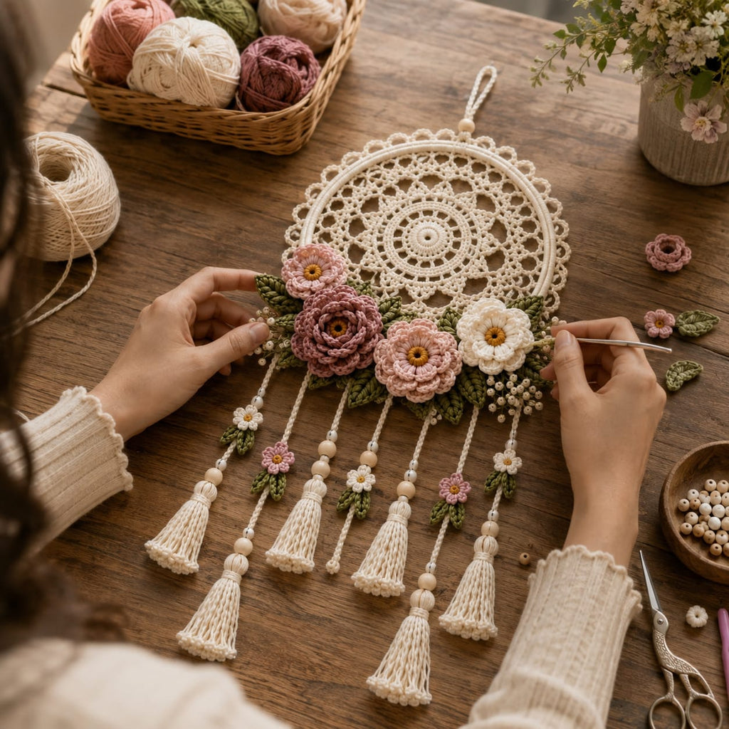 Dreamcatcher Crochet Pattern – Boho Mandala Wall Hanging PDF Pattern