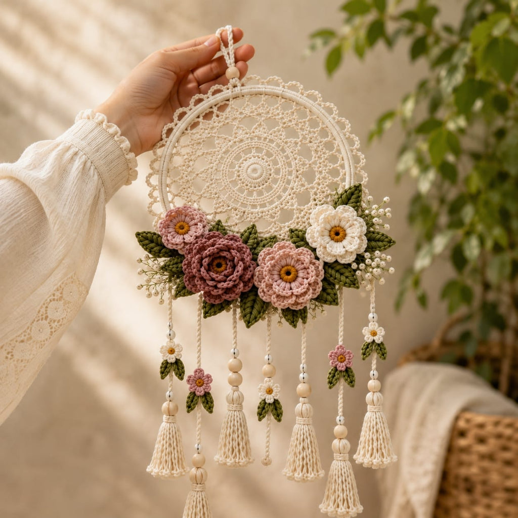 Dreamcatcher Crochet Pattern – Boho Mandala Wall Hanging PDF Pattern